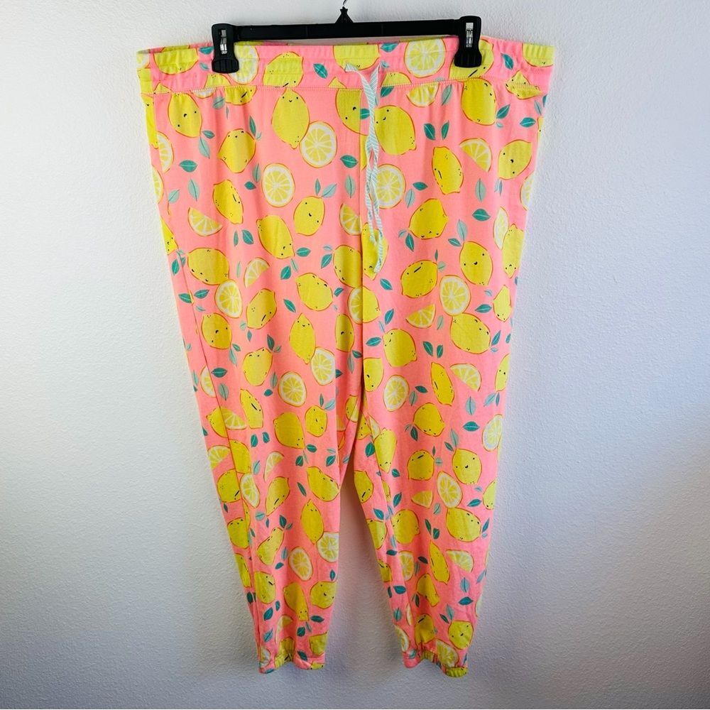Briefly Stated Peach Lemon Print Pajama Pants Size 3X 22/24‎